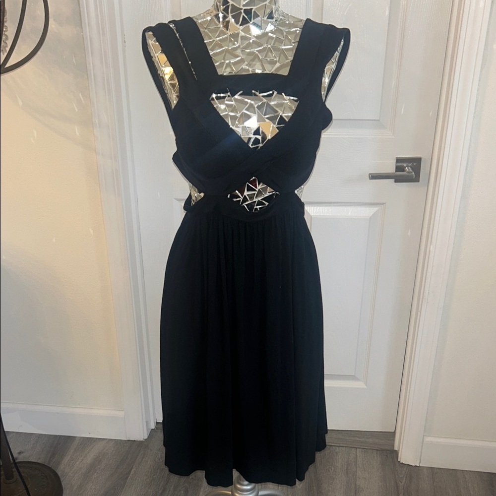 Tufi Duek Black Sleeveless Cutout Dress Sz M